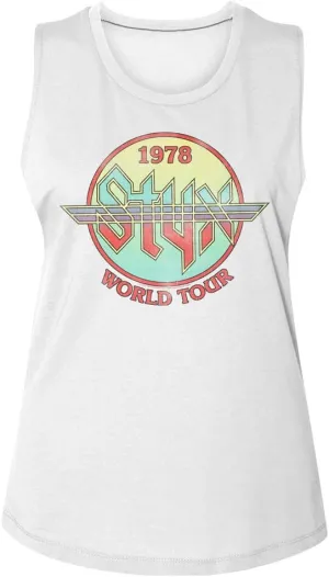 Styx Rock Band 1978 World Tour Ladies Muscle Tank Top