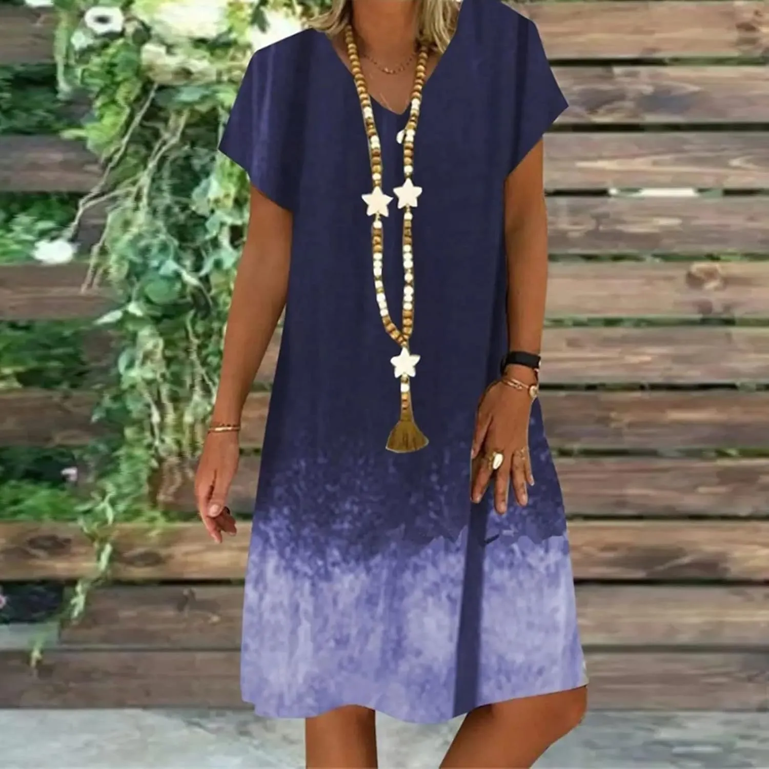 Summer Dresses for Women 2025,Women's Summer Dress Plus Size V Neck Short Sleeve Dresses Boho Floral Printed Dress