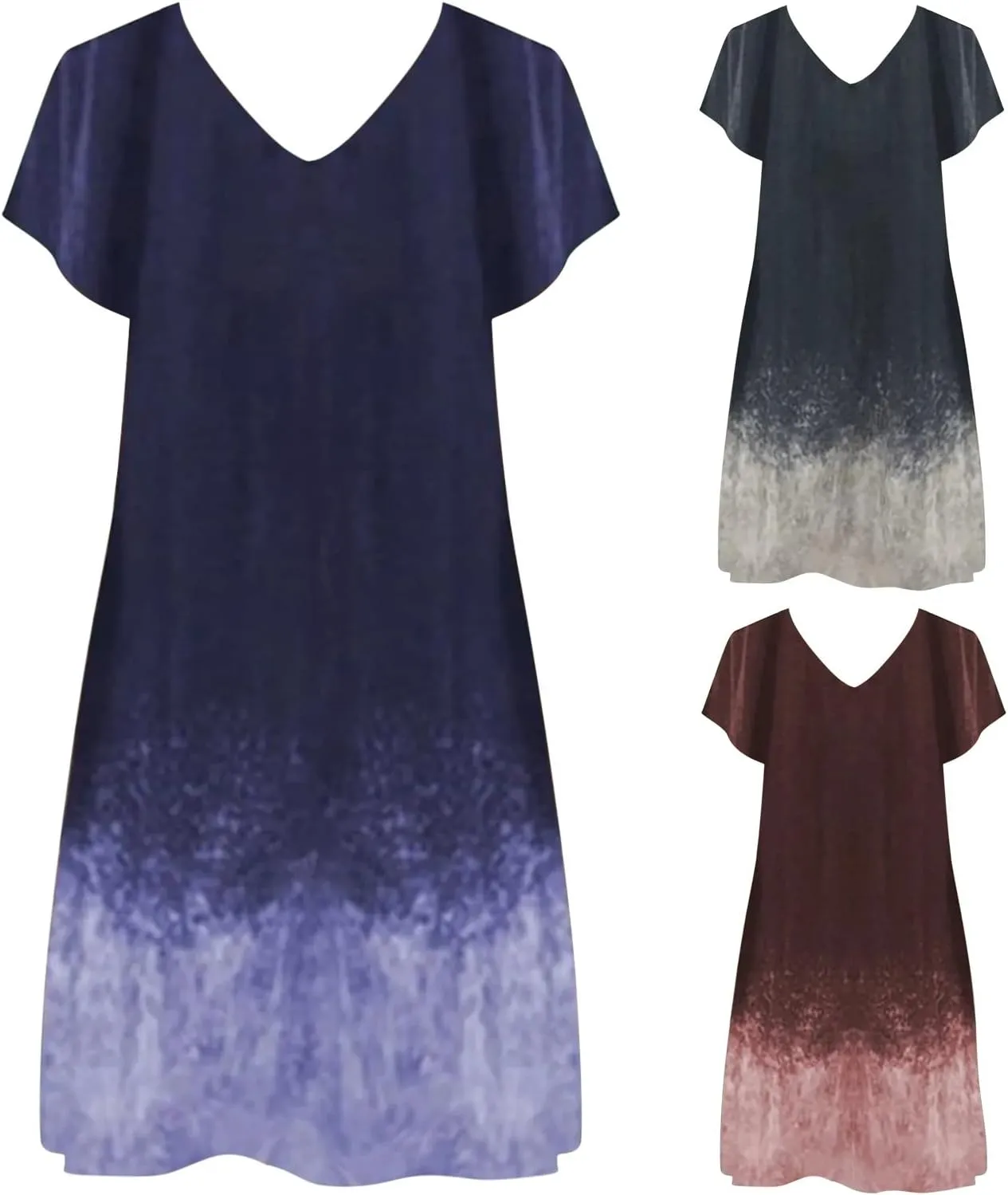 Summer Dresses for Women 2025,Women's Summer Dress Plus Size V Neck Short Sleeve Dresses Boho Floral Printed Dress