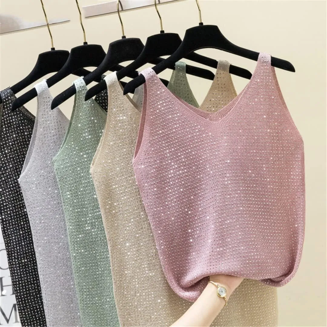 Summer V-Neck Women's Slim Fit Polyester Vest Top Camisole