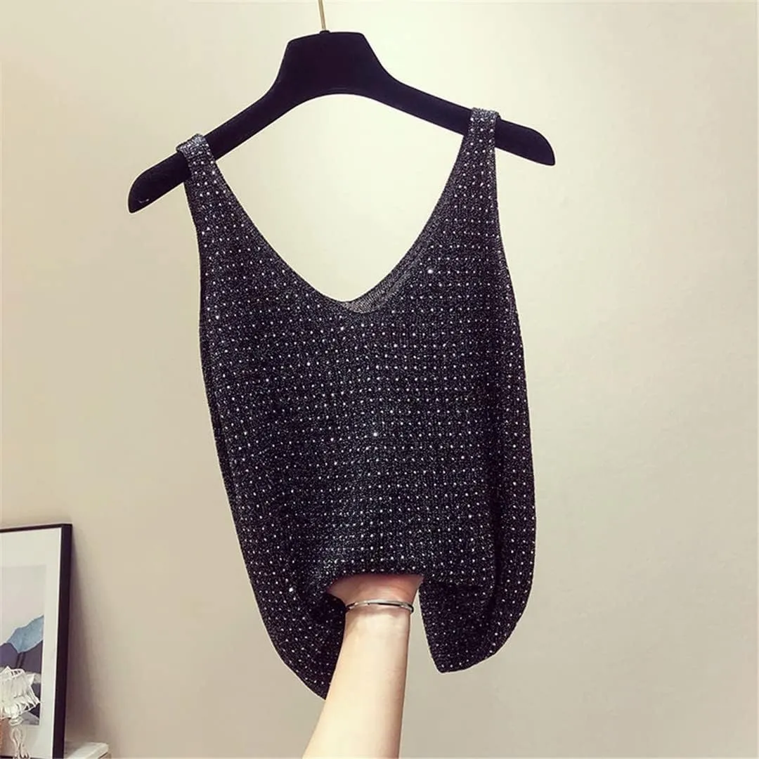 Summer V-Neck Women's Slim Fit Polyester Vest Top Camisole