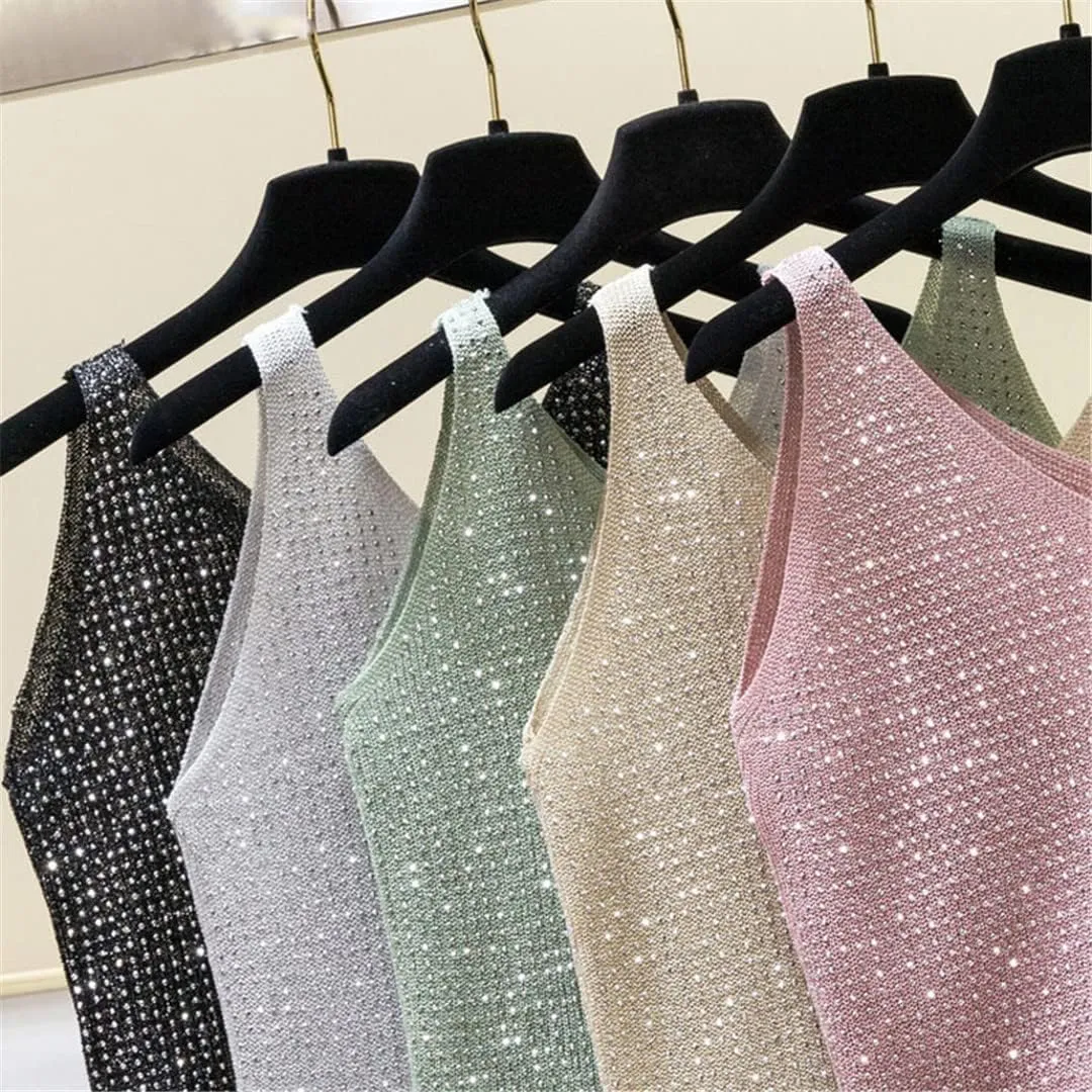 Summer V-Neck Women's Slim Fit Polyester Vest Top Camisole