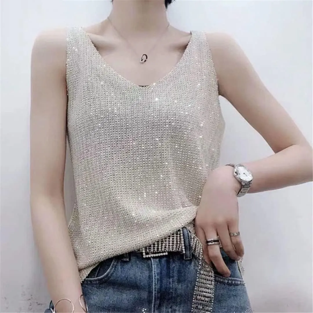 Summer V-Neck Women's Slim Fit Polyester Vest Top Camisole