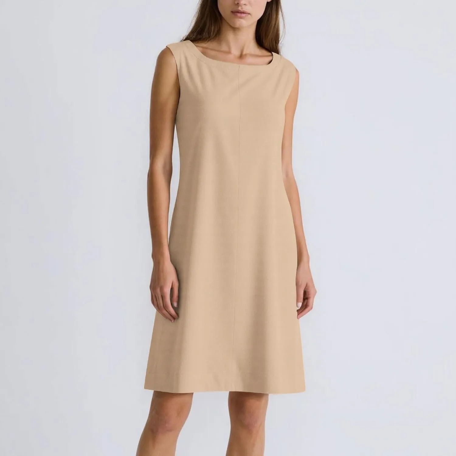 Sundresses for Women 2025 Solid Round Neck Sleeveless Tank Dress Casual Beach Vacation Cotton Linen Mini Dresses