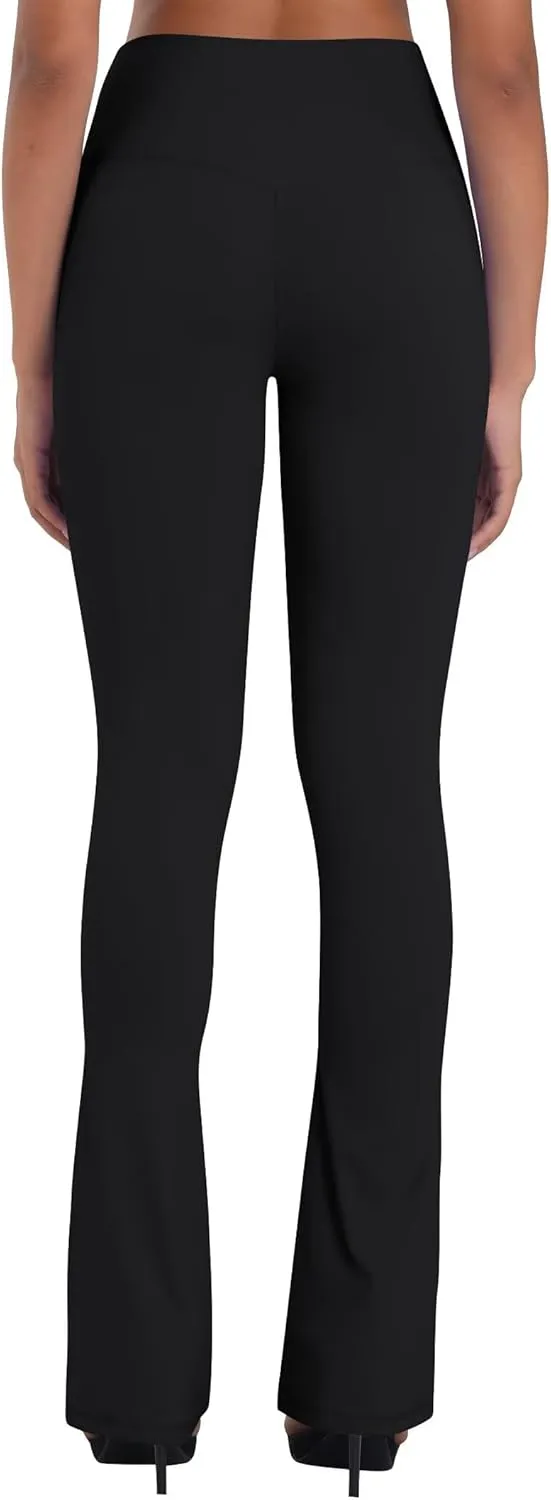 Sunzel Mini Flare Leggings for Women V Crossover Mid Rise Workout Flared Yoga Pants with Tummy Control and Wide Leg