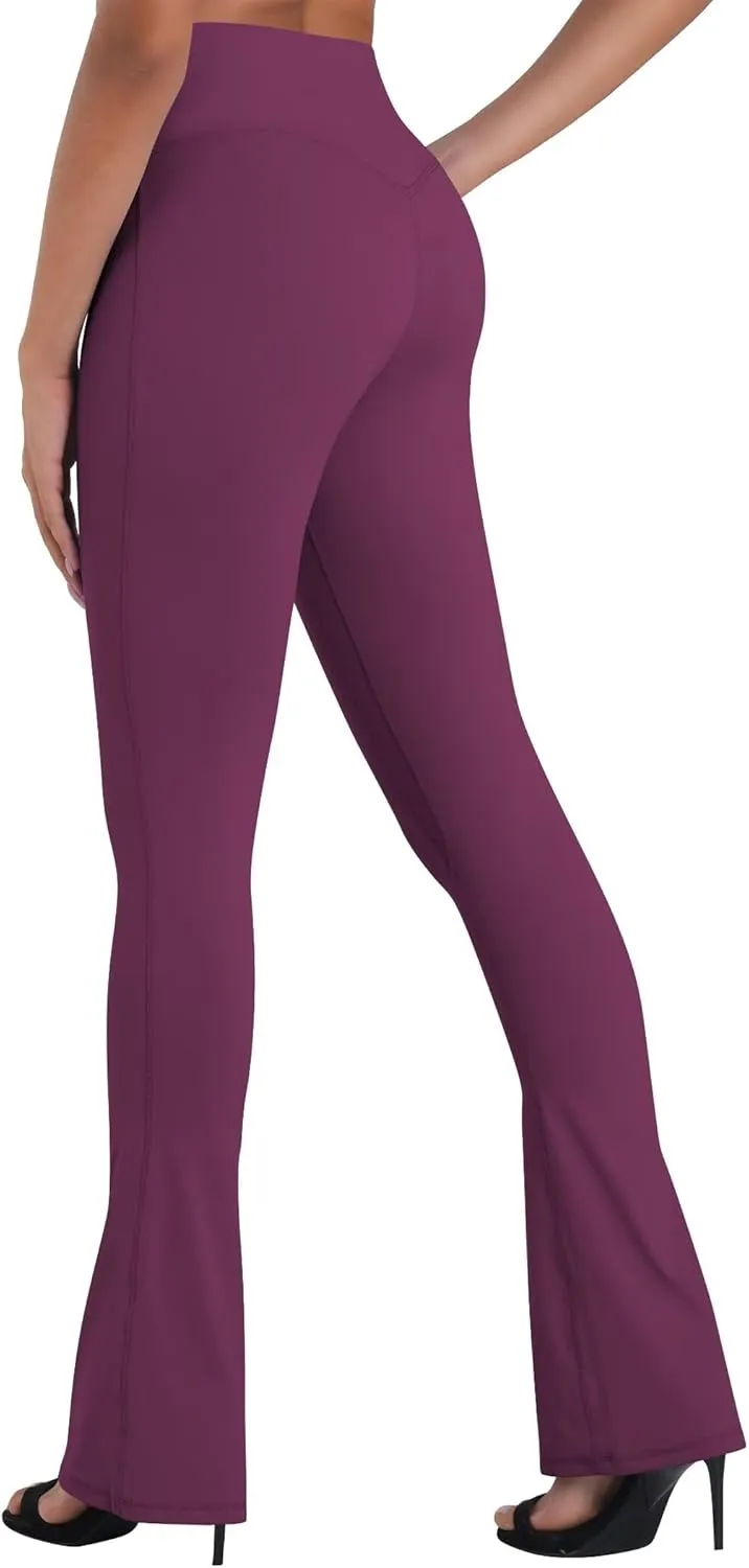 Sunzel Mini Flare Leggings for Women V Crossover Mid Rise Workout Flared Yoga Pants with Tummy Control and Wide Leg