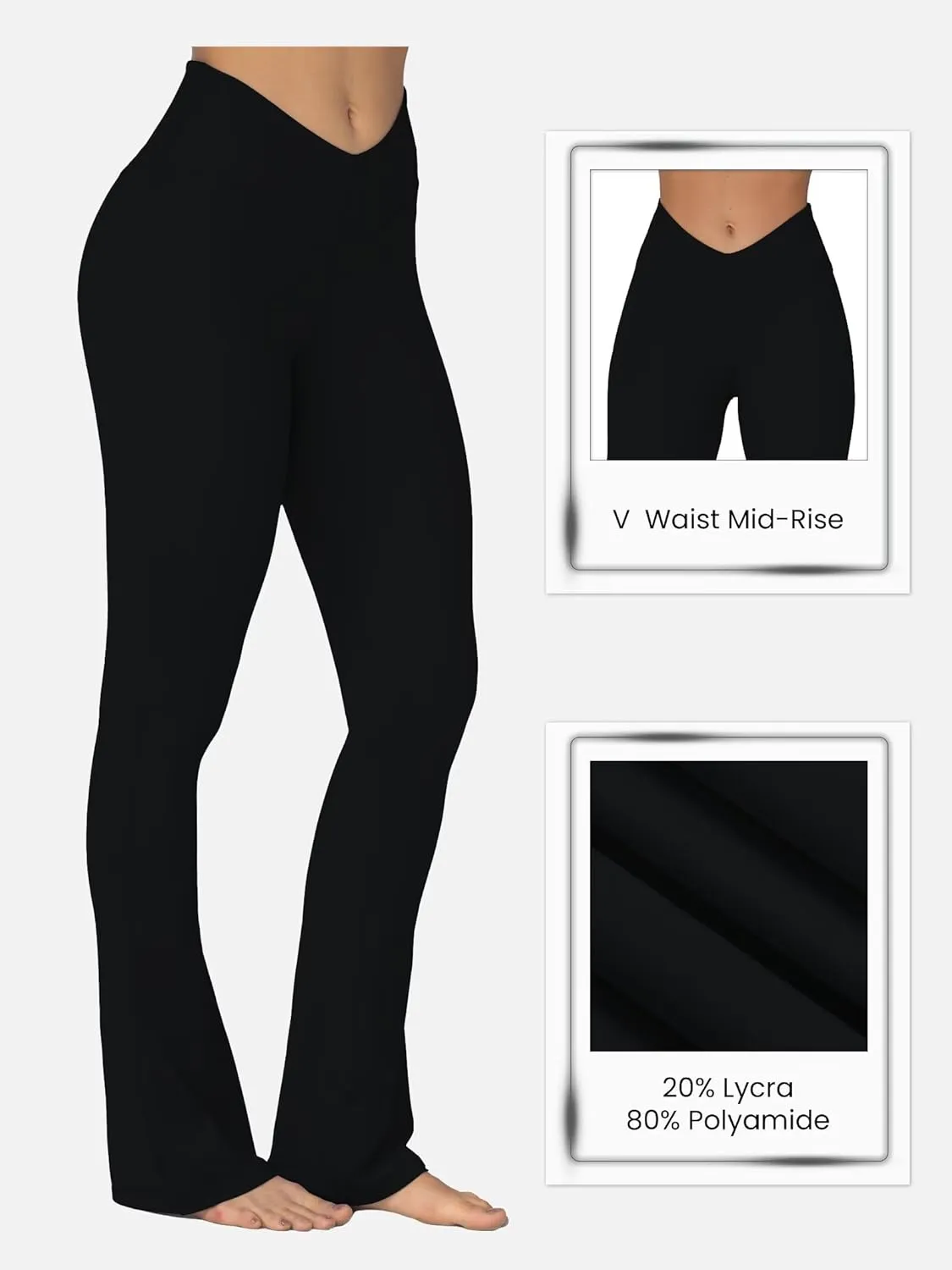 Sunzel Mini Flare Leggings for Women V Crossover Mid Rise Workout Flared Yoga Pants with Tummy Control and Wide Leg