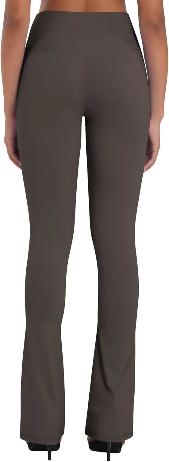 Sunzel Mini Flare Leggings for Women V Crossover Mid Rise Workout Flared Yoga Pants with Tummy Control and Wide Leg