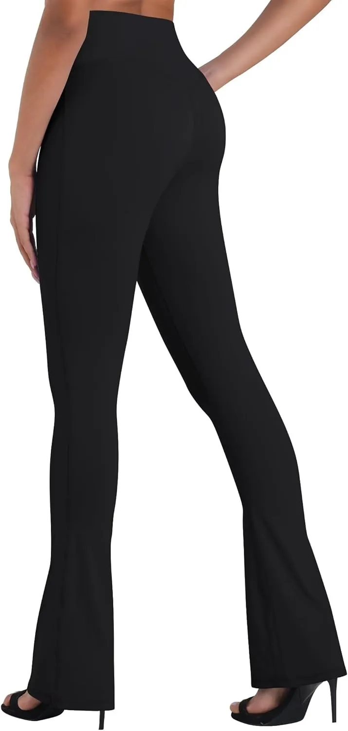 Sunzel Mini Flare Leggings for Women V Crossover Mid Rise Workout Flared Yoga Pants with Tummy Control and Wide Leg