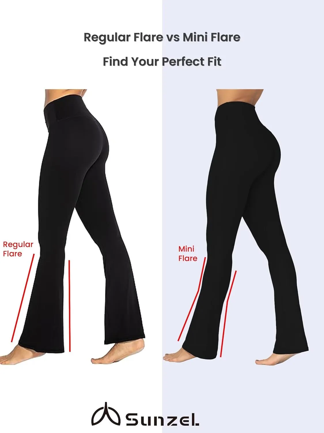 Sunzel Mini Flare Leggings for Women V Crossover Mid Rise Workout Flared Yoga Pants with Tummy Control and Wide Leg