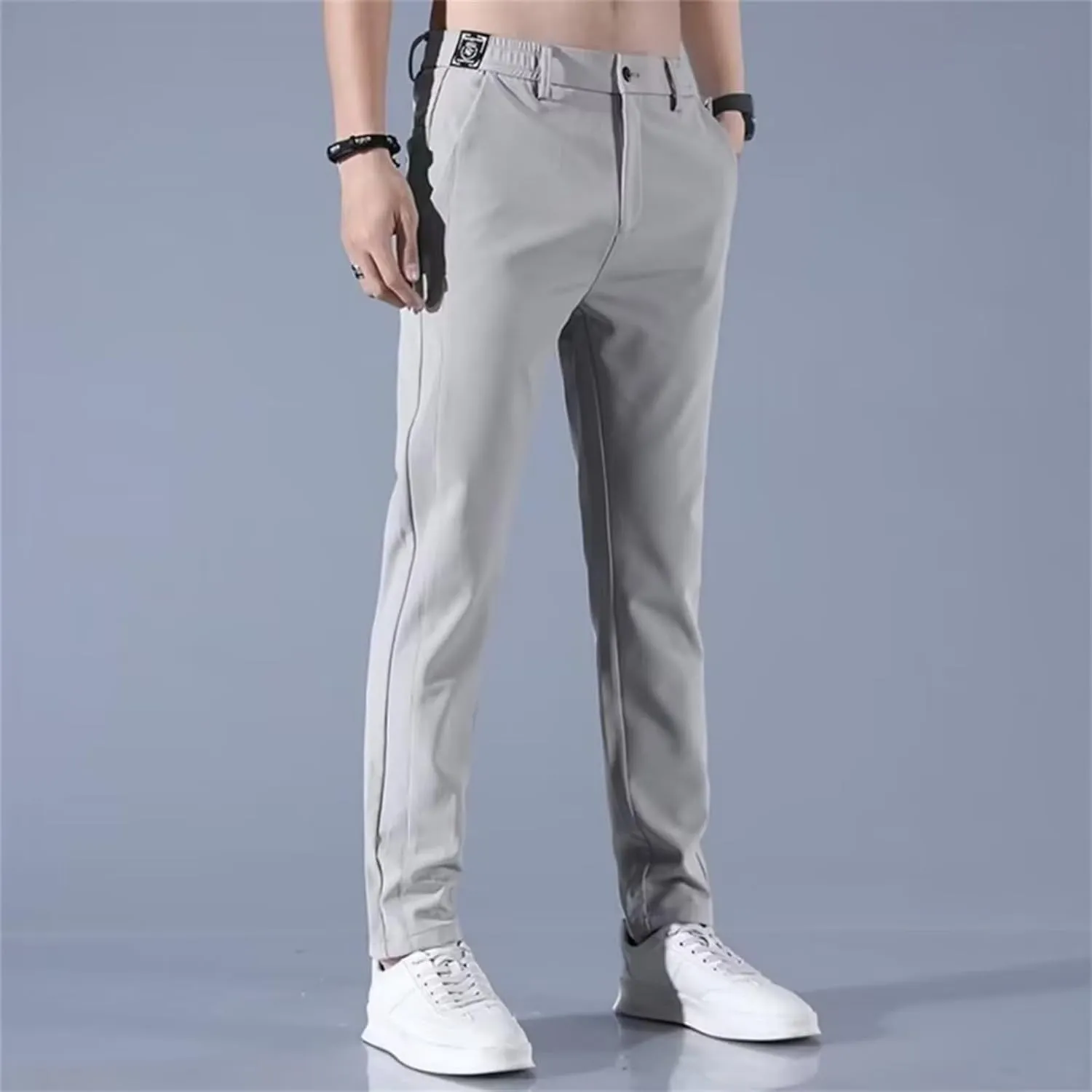 Sweatpants for Men Tapered Combat Slacks Man Track Slimming Elasticated Waist Solid Split Ripstop Pant