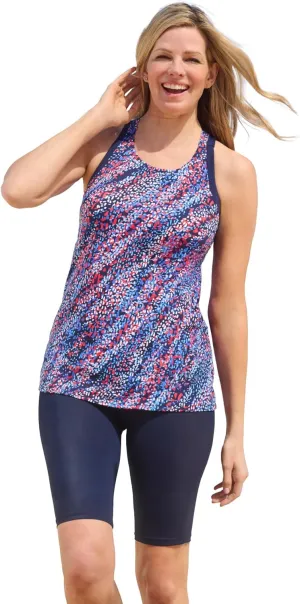 Swim 365 Women's Plus Size Longer-Length Racerback Tankini Top