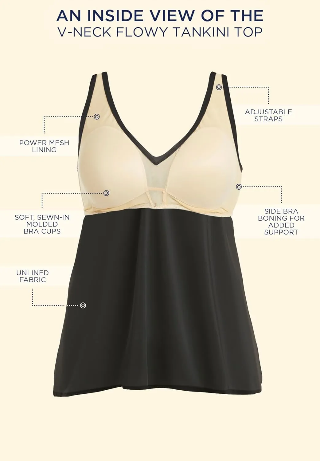 Swimsuits For All Women's V-Neck Flowy Tankini Top (Plus