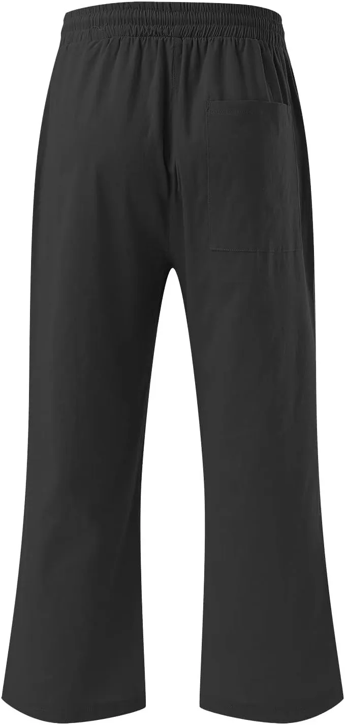TARIENDY Capri Pants for Women Casual Summer Comfy Capris Drawstring Elastic High Waisted Pants Wide Leg Cropped Trouser