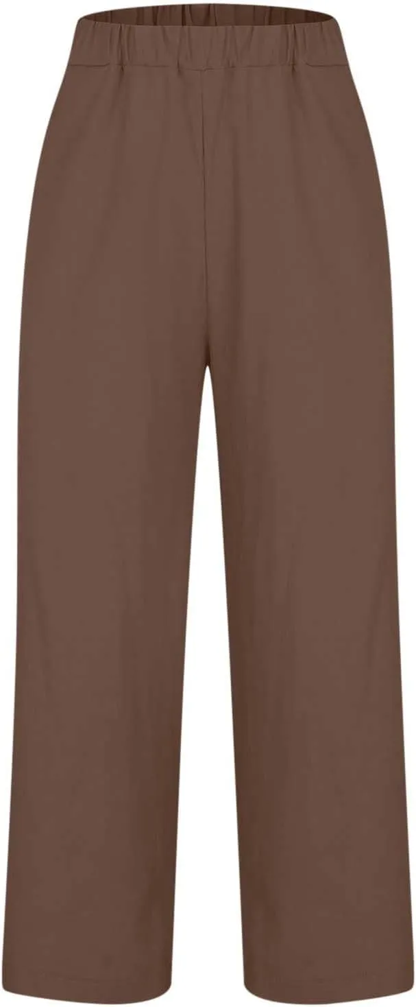 TARIENDY Cotton Linen Pants for Women Loose Fit Summer Casual Trousers Trendy Plus Size Wide Leg Beach Vacation Outfits
