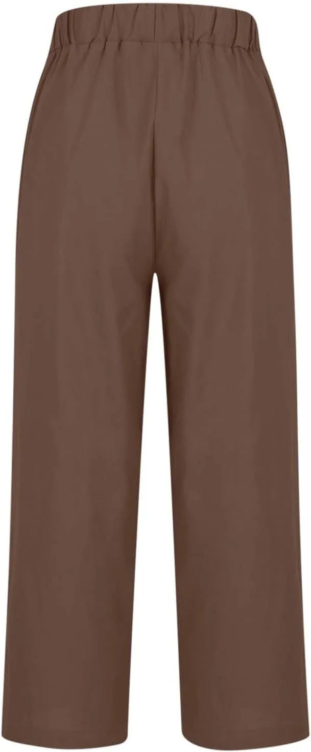TARIENDY Cotton Linen Pants for Women Loose Fit Summer Casual Trousers Trendy Plus Size Wide Leg Beach Vacation Outfits