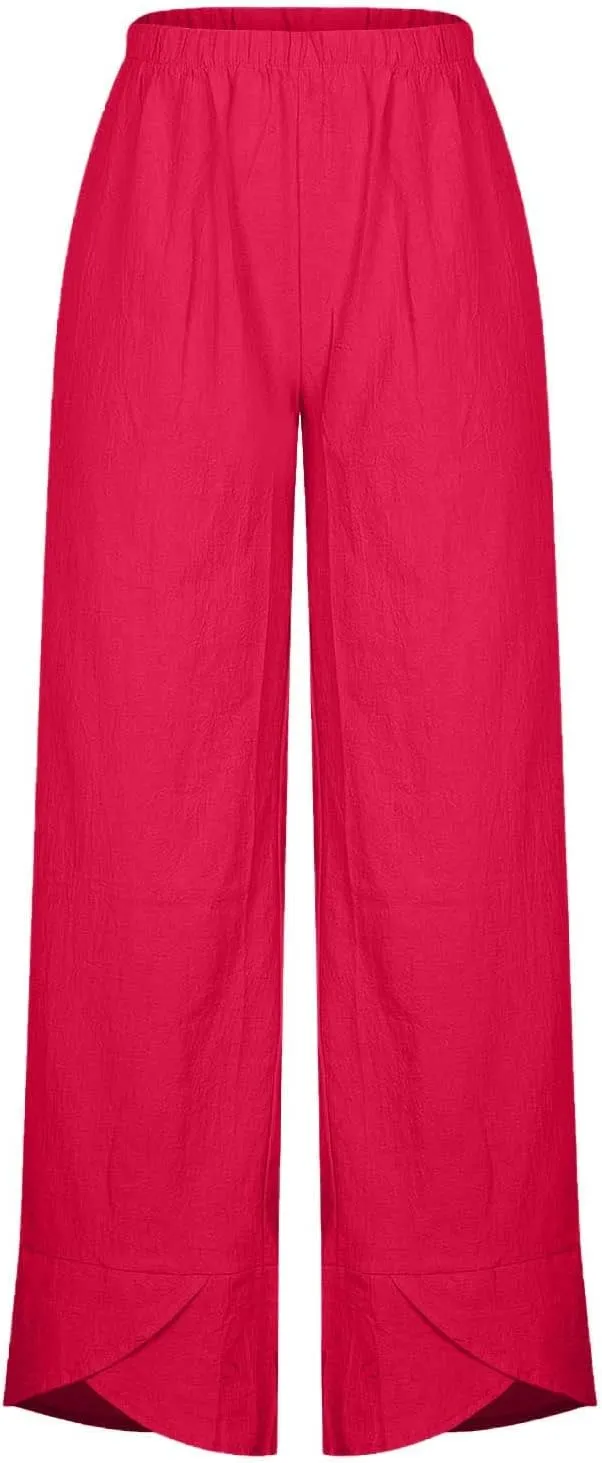 TARIENDY Summer Pants for Women Plus Size Wide Leg High Waisted Trousers Casual Beach Pant Lounge Vacation Outfits 2025