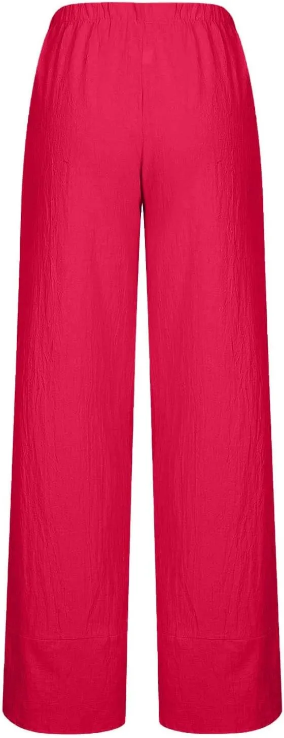 TARIENDY Summer Pants for Women Plus Size Wide Leg High Waisted Trousers Casual Beach Pant Lounge Vacation Outfits 2025