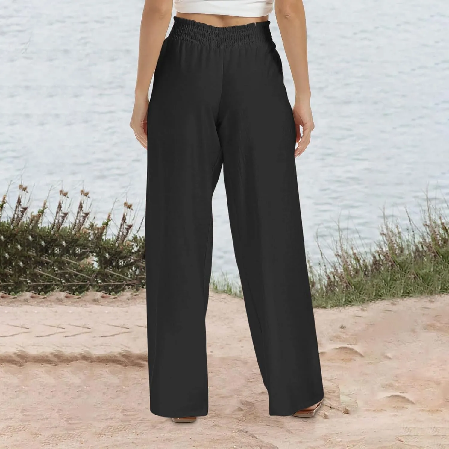 TARIENDY Womens Palazzo Pants Summer Casual Boho Wide Leg High Waisted Trousers Lounge Beach Outfits with Pockets 2025