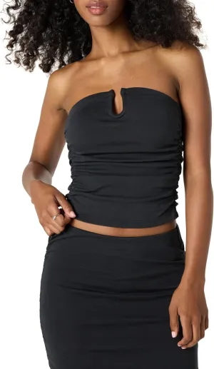 The Drop Womens U-Ring Strapless Top, Black, L
