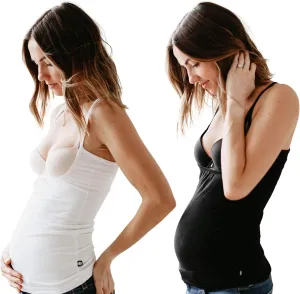 The Open Busted Breastfeeding Tank Top 2 PackBlack and White