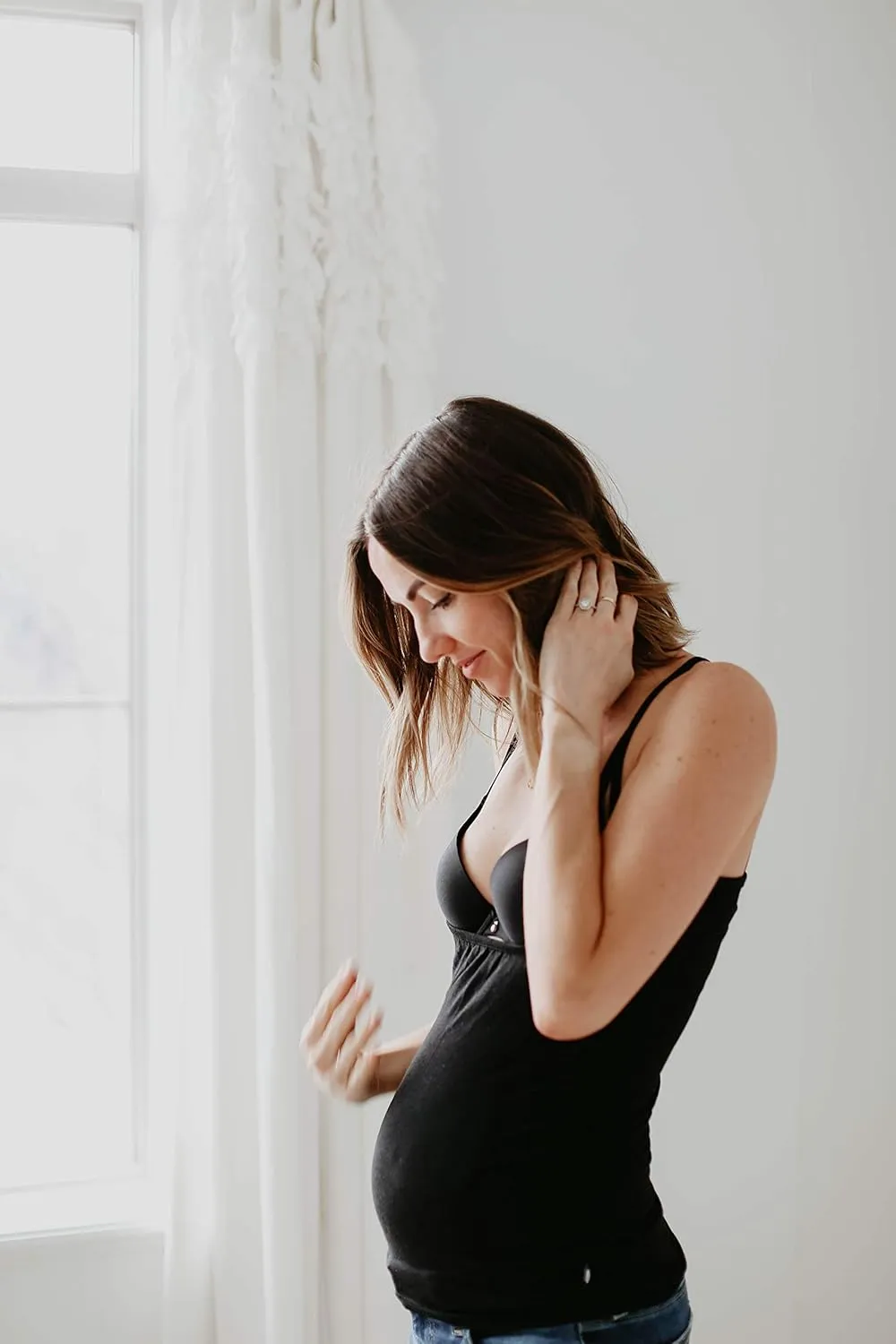 The Open Busted Breastfeeding Tank Top 2 PackBlack and White
