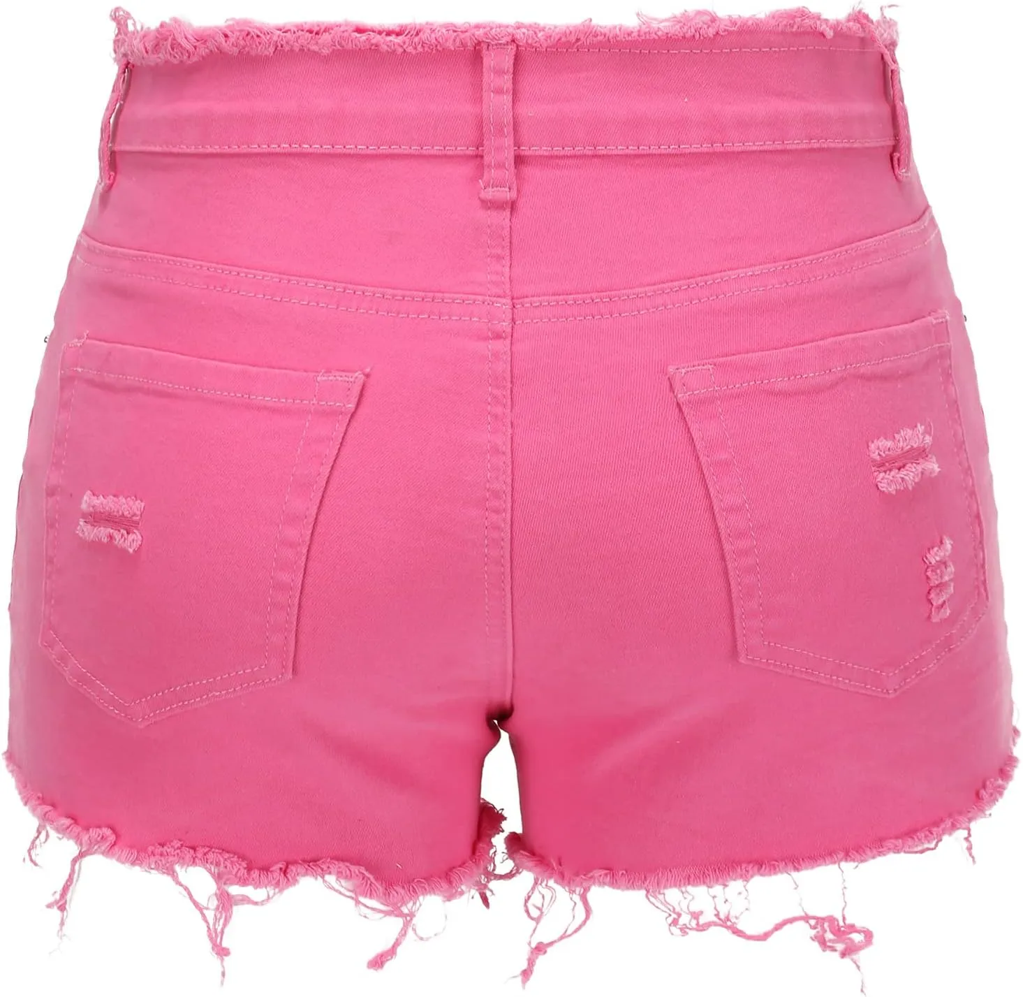 THUNDER STAR Ripped Jean Shorts for Women Mid Rise Frayed Raw Hem Stretchy Denim Shorts