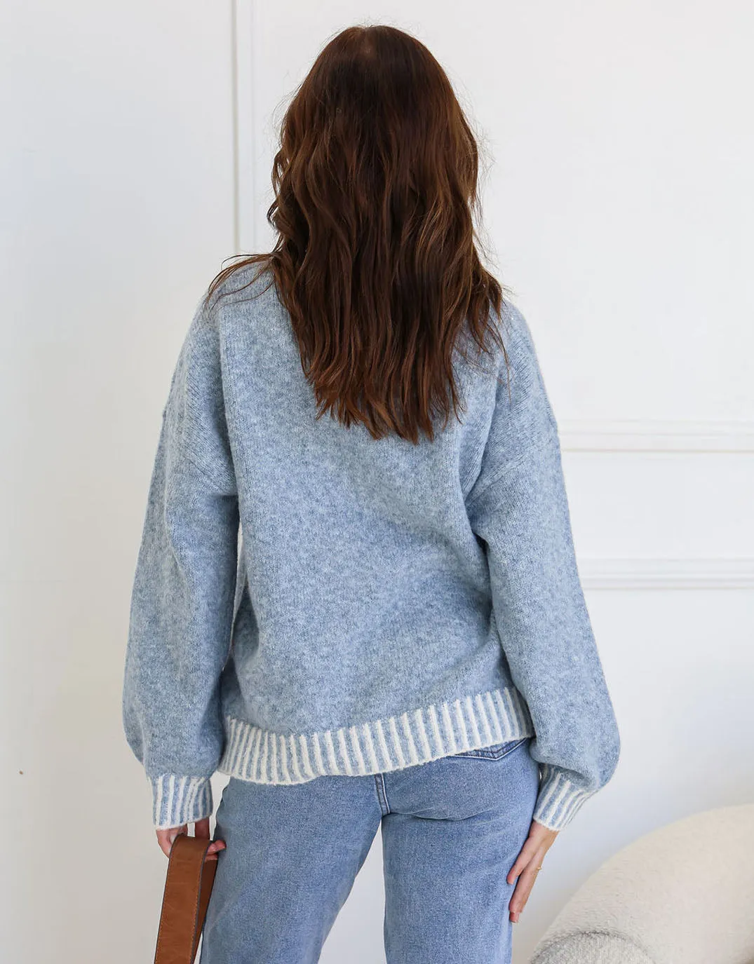 Tilly Wool Blend Crew Neck Knit - Powder Blue