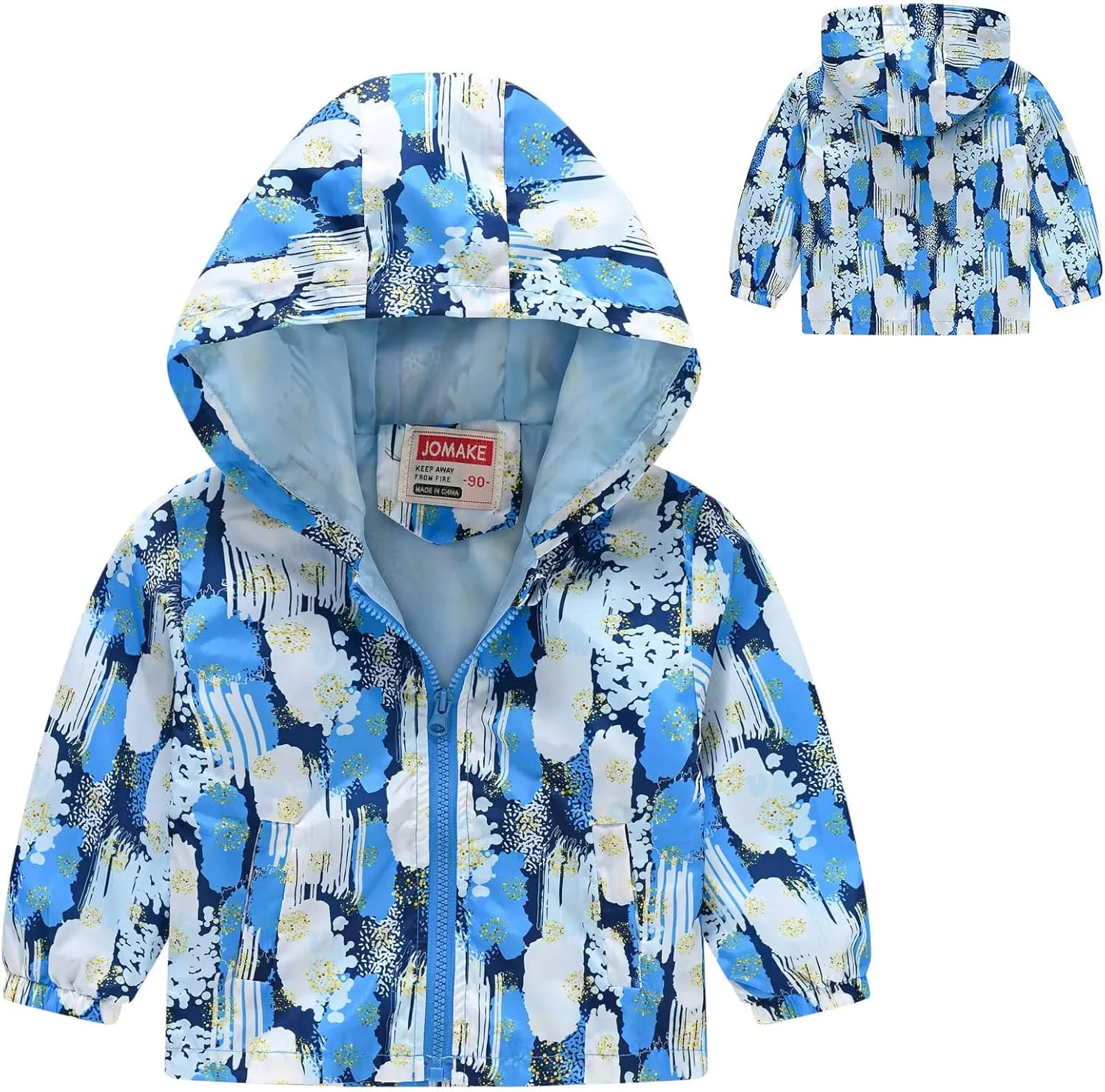 Toddler Baby Boys Cartoon Dinosaur Print Hooded Jacket Long Sleeve Windproof Coats Zip Up Trench Windbreaker Outerwear