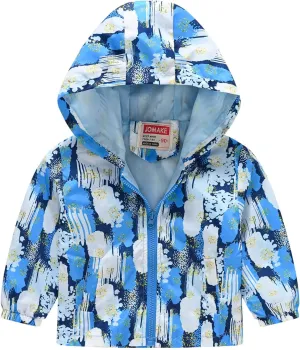 Toddler Baby Boys Cartoon Dinosaur Print Hooded Jacket Long Sleeve Windproof Coats Zip Up Trench Windbreaker Outerwear