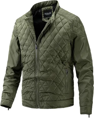 utcoco Mens Quilted Jacket Stand Collar Zip Up Lightweight Padded Down Jacket Winter Coat with Zippered Pocket