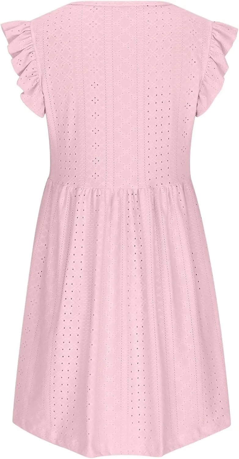Vacation Dresses for Women 2025 Wedding Guest Mini Dresses 2025 Casual V Neck Ruffle Dress Summer Vacation Sundress