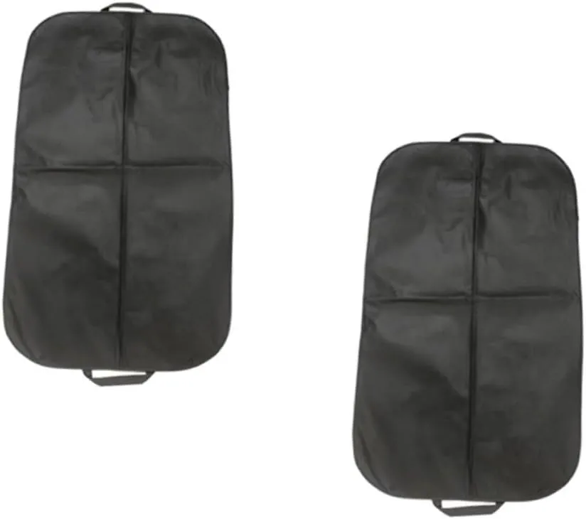 Vaguelly 2pcs Portable Non Woven Suit Storage Bag for Formal Dress Dust Hanging Pouch Black Lightweight and Design for Travel and Seasonal Clothing Storage
