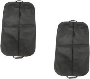 Vaguelly 2pcs Portable Non Woven Suit Storage Bag for Formal Dress Dust Hanging Pouch Black Lightweight and Design for Travel and Seasonal Clothing Storage