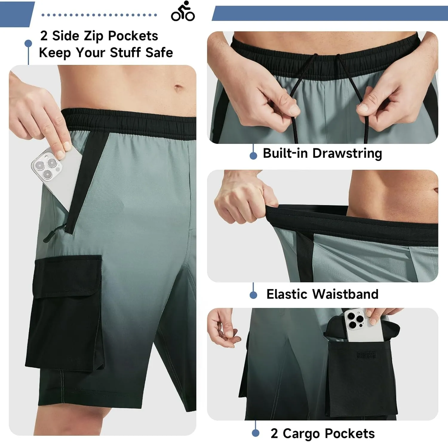 VAYAGER Men's Hiking Cargo Shorts Lightweight Multi Pocket Casual Outdoor Travel Shorts for Fishing Camping