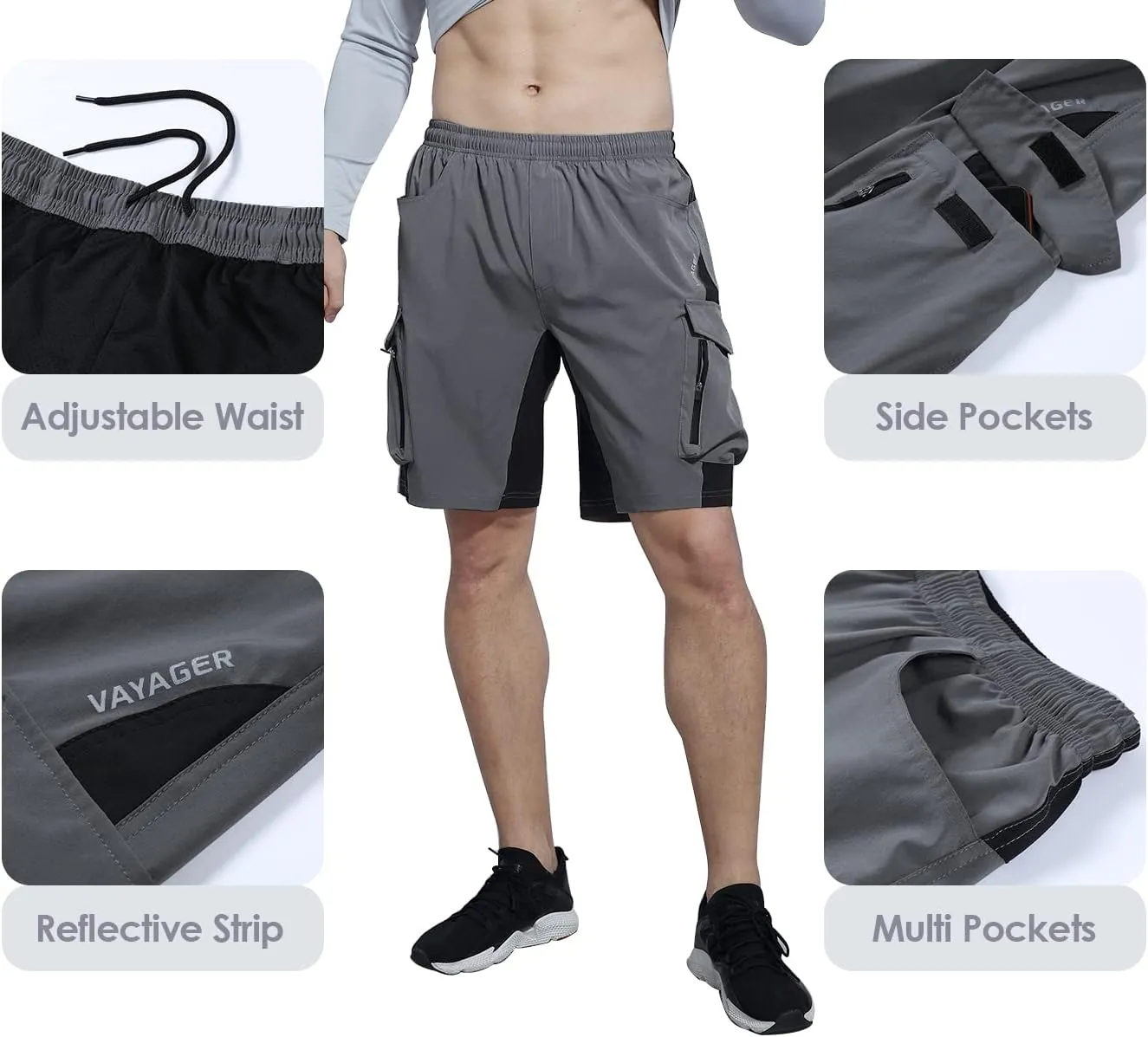 VAYAGER Men's Hiking Cargo Shorts Lightweight Multi Pocket Casual Outdoor Travel Shorts for Fishing Camping