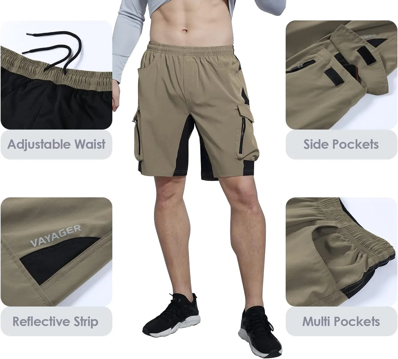 VAYAGER Men's Hiking Cargo Shorts Lightweight Multi Pocket Casual Outdoor Travel Shorts for Fishing Camping
