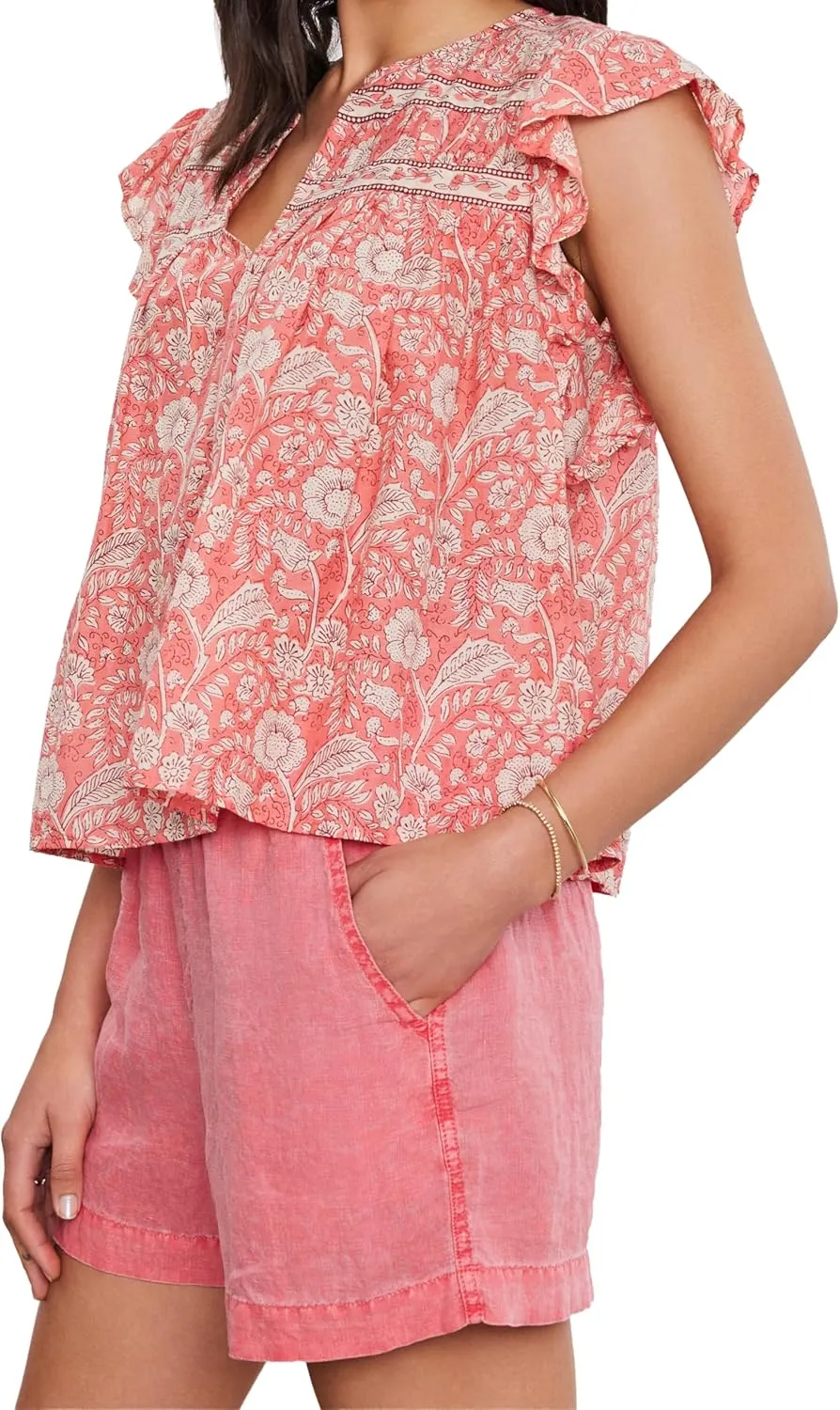 Velvet by Graham & Spencer Women's Kenzie Printed Voile Top
