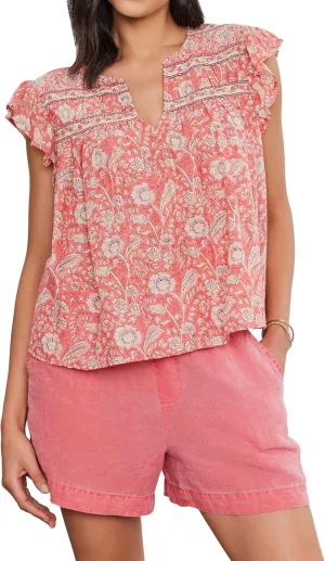 Velvet by Graham & Spencer Women's Kenzie Printed Voile Top