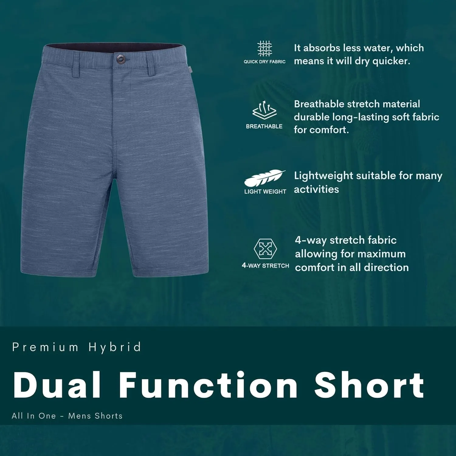 Visive Premium Hybrid Shorts Men Quick Dry Golf Stretch Board Shorts Swim Trunks Summer Big Men
