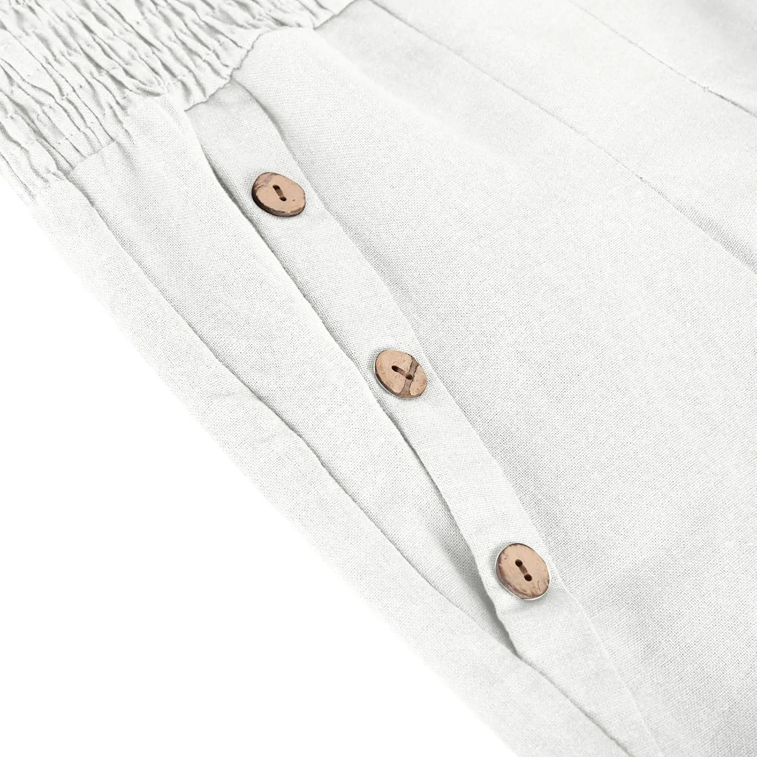 Women Dressy Casual Linen Pants 2025 Elastic Waist Drawstring Pocket Trousers Loose Straight Wide Leg Palazzo Pants