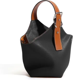 Women Genuine Leather Soft Bucket Bag Stylish Adjustable Top Handle Satchel Large Capacity Handbag Daily Shoulder Bags