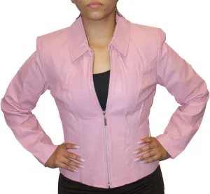 Women Genuine Soft napa Leather Short Fitted Waist Zipper Closure Leather Jacket