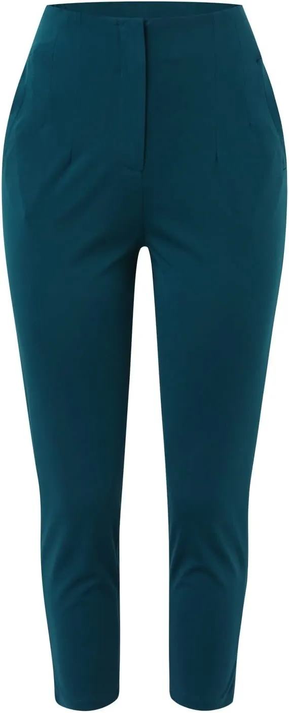 Women High Waist Cropped Work Pants Solid Zipper Trouser Pant Casual Baggy Womens Business Casual Pants with Pockets