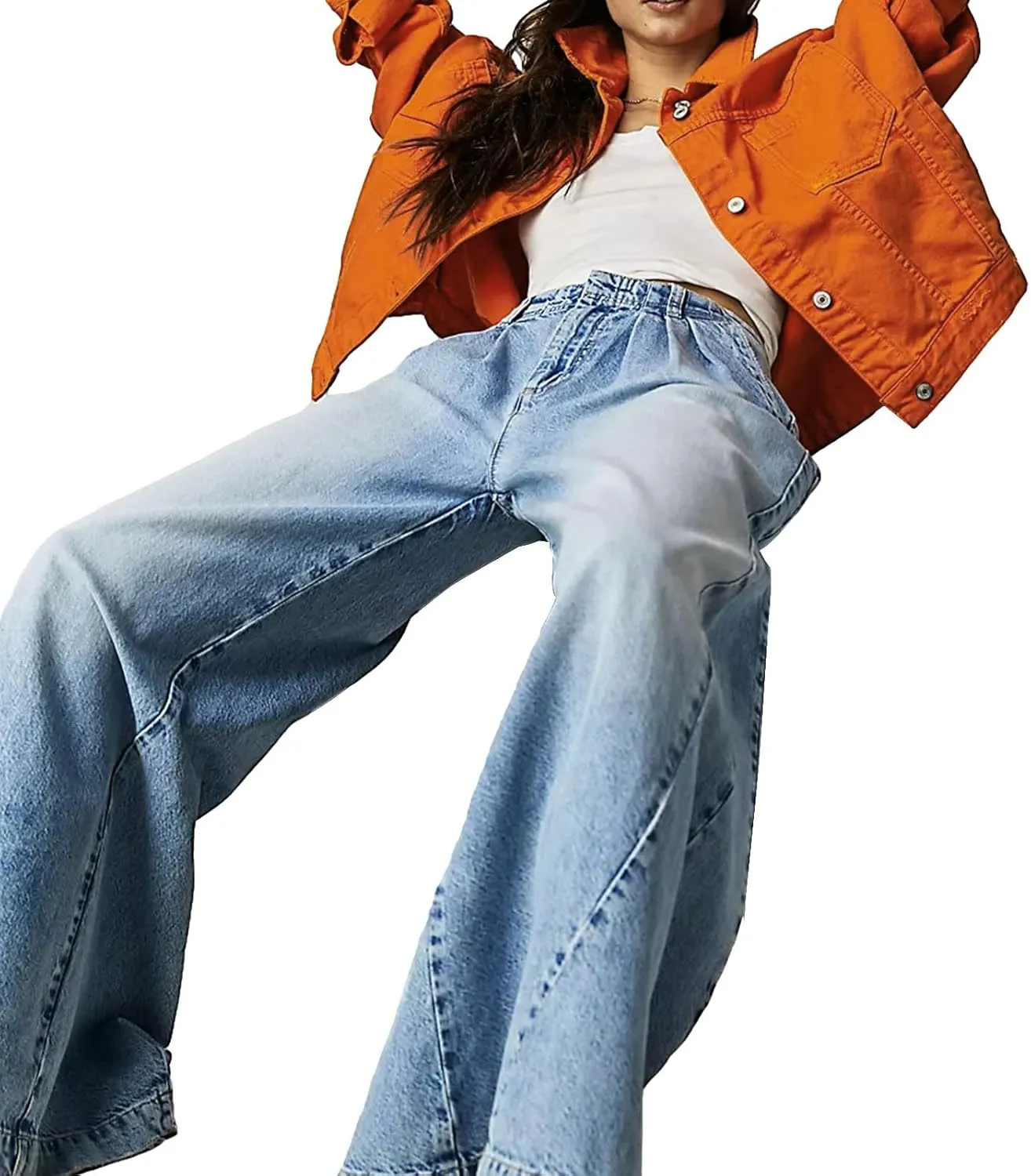 Women Jacket Solid Turn-down Collar Denim Jackets Long Sleeve Button Closure Fall Jacket with Pockets