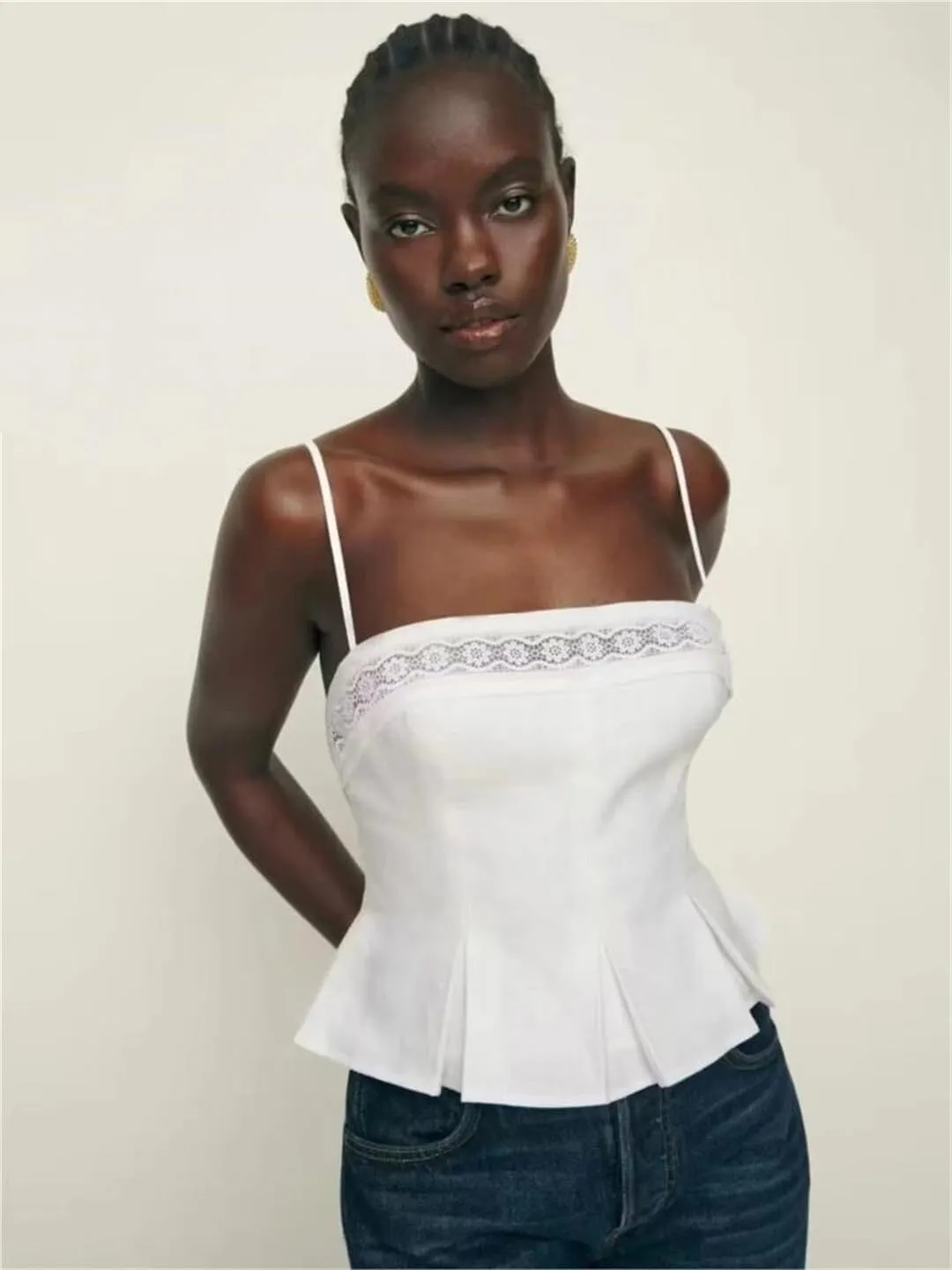 Women Lace Patchwork Camisole Summer Crop Top Slim Tank Tops