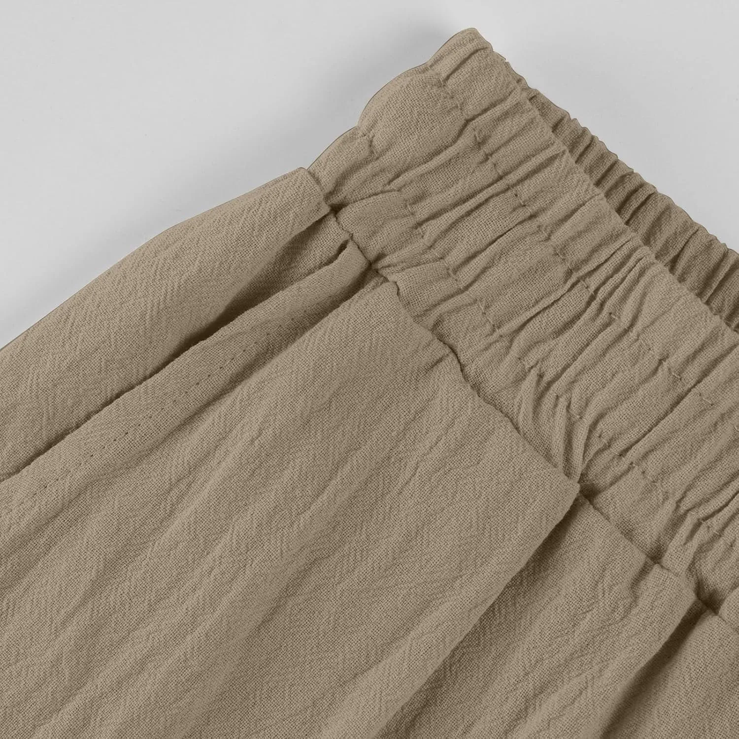 Women Linen Pants Summer Drawstring High Waisted Straight Leg Cotton Pants Casual Comfy Beach Trouser with Pockets