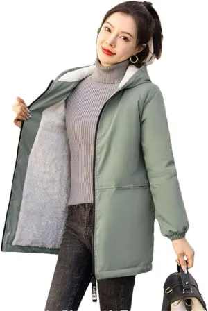 Women Oversize Winter Jacket Cotton Padded Thicken Fleece Coat Parkas Warm Overcoat Snow Wear Loose Jackets