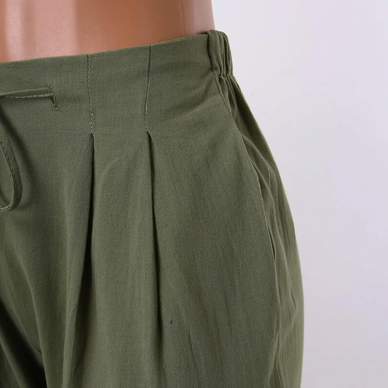 Women Solid Straight Solid Elastic Pants Long Drawstring Linen Women Waist Cotton Casual Womens Plus Size Workout Pants