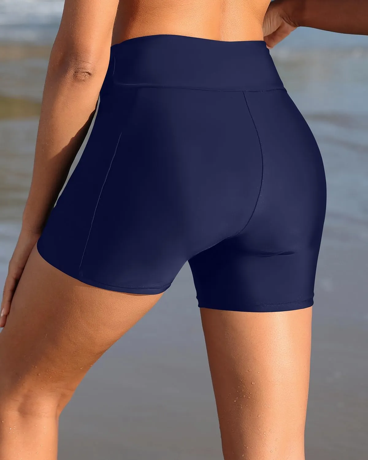 Women Swim Shorts - 4" High Waisted Swimsuit Bottoms Tummy Control 2025 Boy Shorts with Pocket